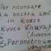 Un biglietto dell'agosto 1947 firmato da Kvuca Lhava e Chaviva e destinato ad Angelo. La dedica: Per ricordare la nostra amicizia in Kozze"